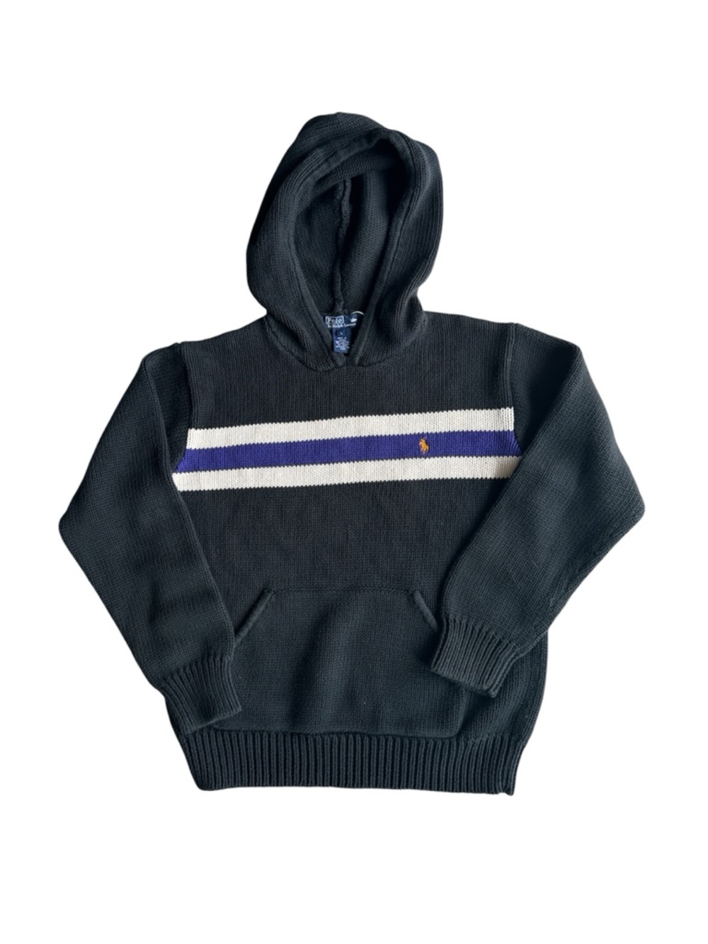 Polo Ralph Lauren Made in Japan Knit Hoodie Women’s L Vintage Cotton Sweater